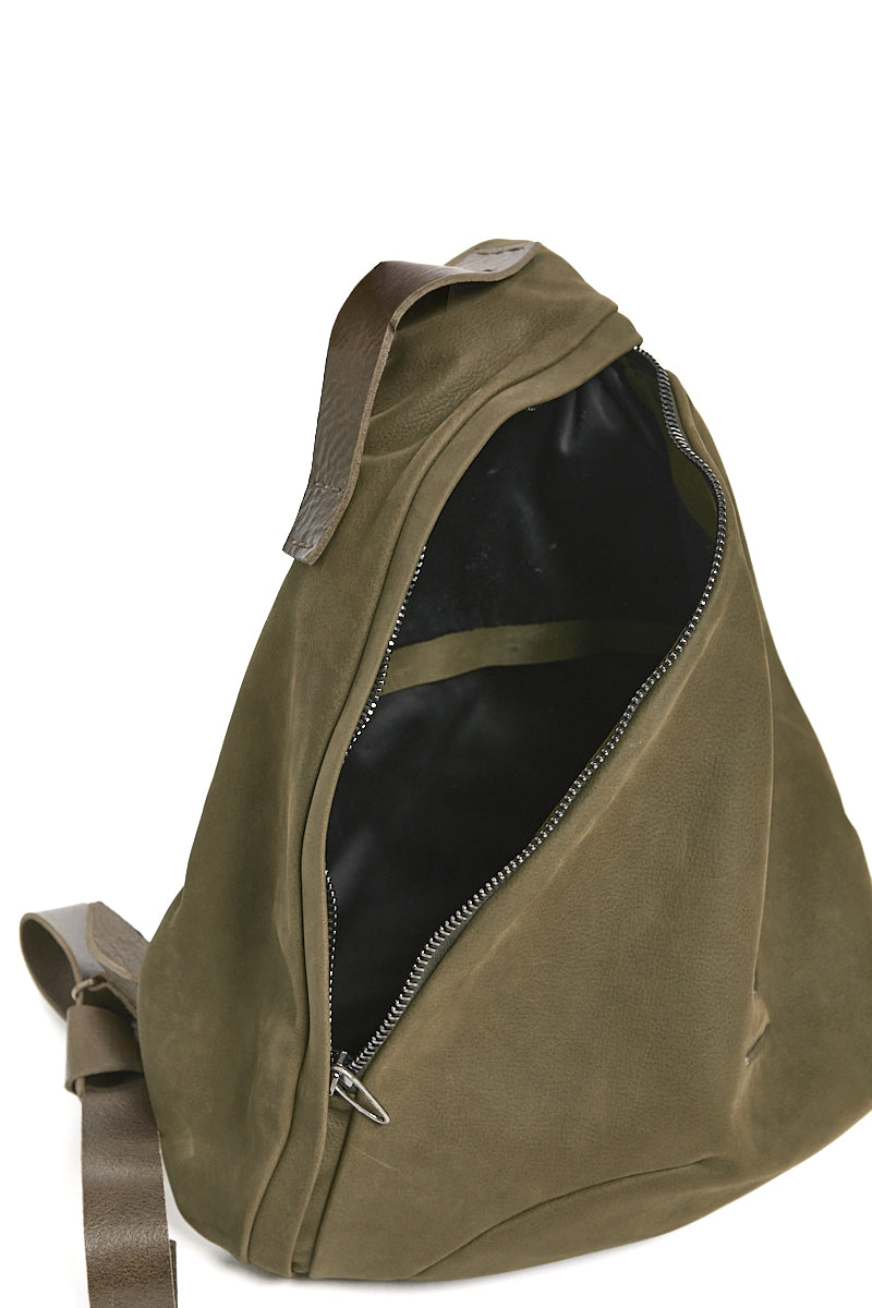 OLIVE COWHIDE LEATHER BACKPACK