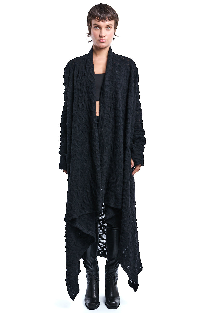 DRAPED WOOL CARDIGAN