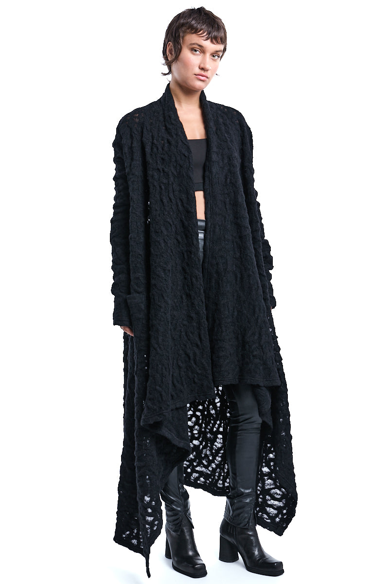 DRAPED WOOL CARDIGAN