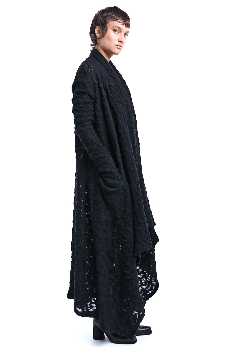 DRAPED WOOL CARDIGAN