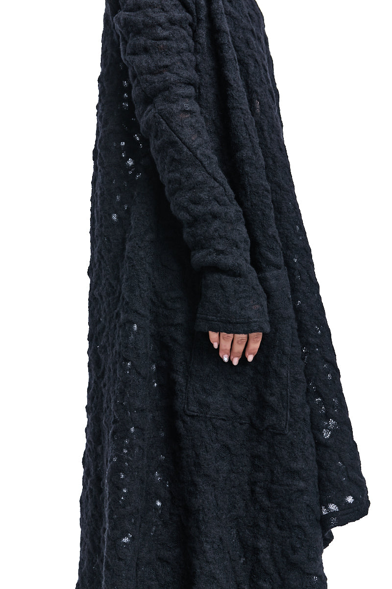 DRAPED WOOL CARDIGAN