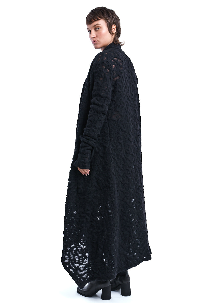 DRAPED WOOL CARDIGAN