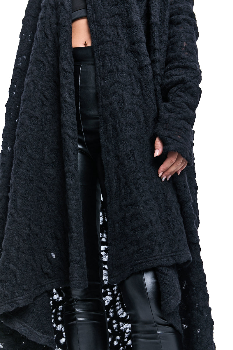 DRAPED WOOL CARDIGAN