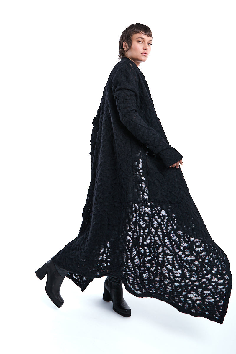 DRAPED WOOL CARDIGAN