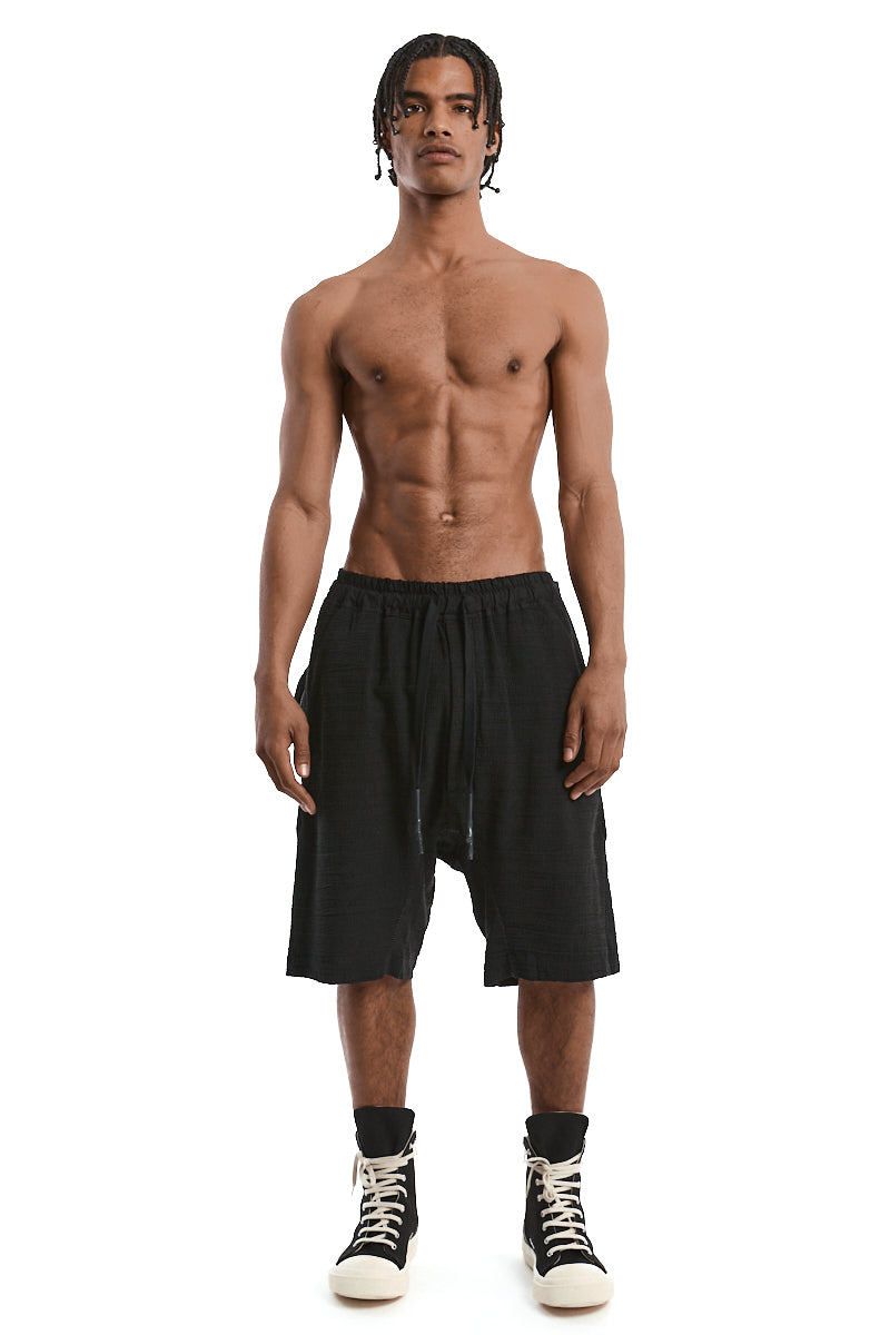 BLACK STRUCTURED COTTON LOW CROTCH SHORTS