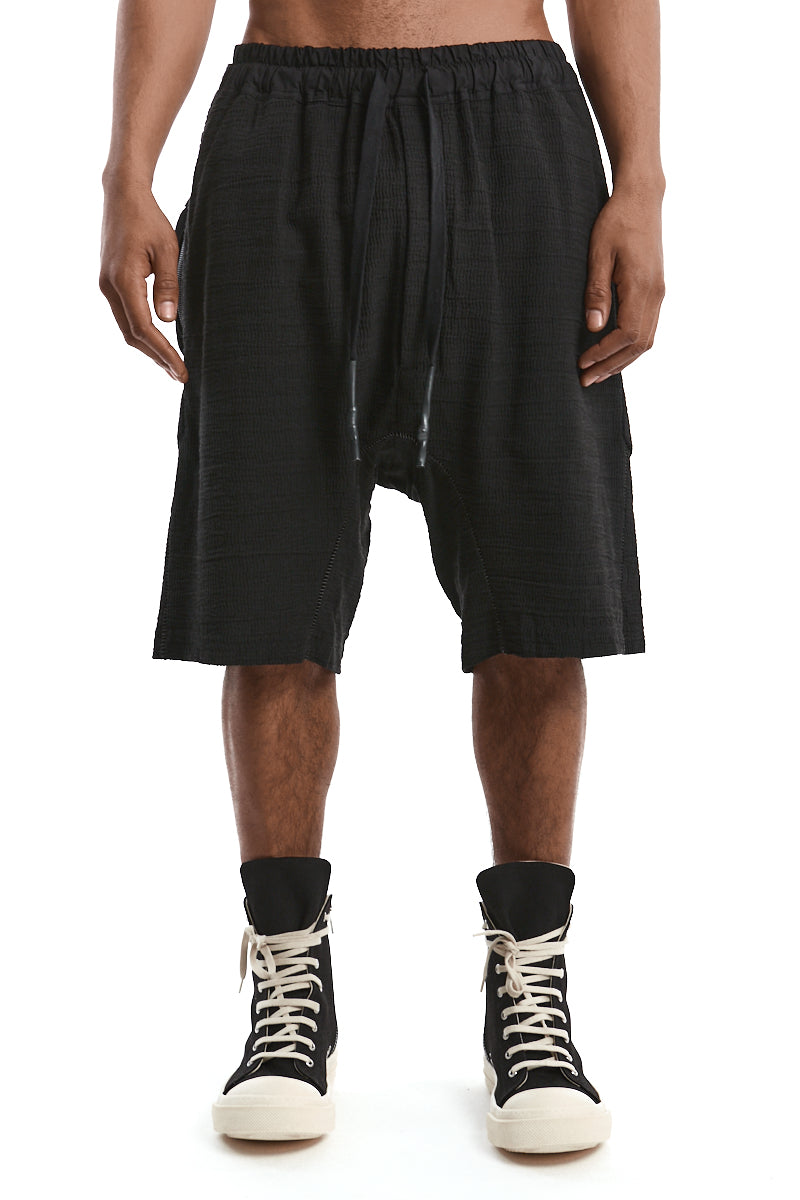 BLACK STRUCTURED COTTON LOW CROTCH SHORTS