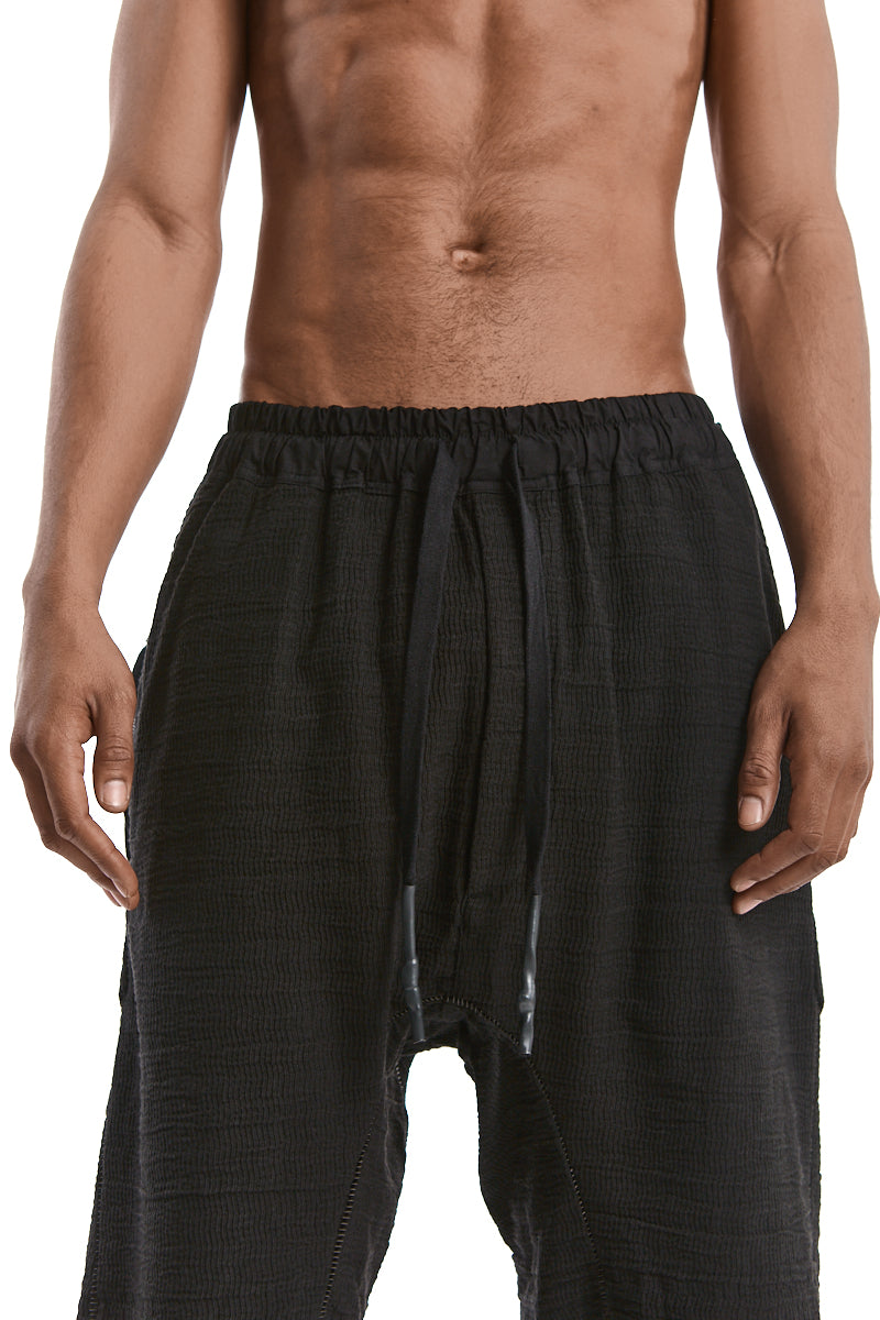 BLACK STRUCTURED COTTON LOW CROTCH SHORTS