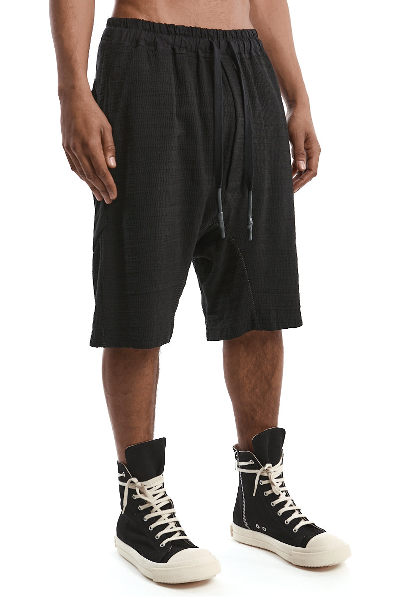 BLACK STRUCTURED COTTON LOW CROTCH SHORTS