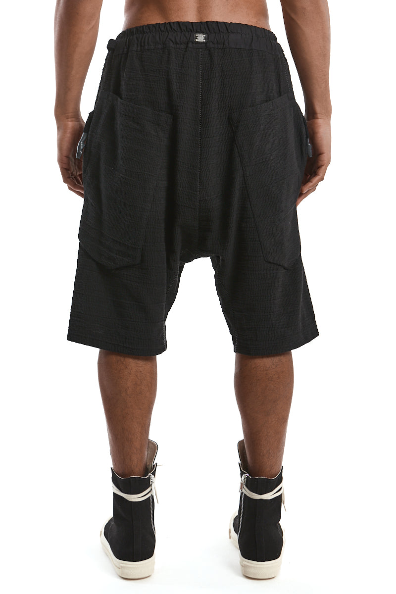 BLACK STRUCTURED COTTON LOW CROTCH SHORTS