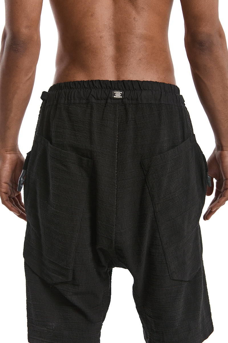 BLACK STRUCTURED COTTON LOW CROTCH SHORTS