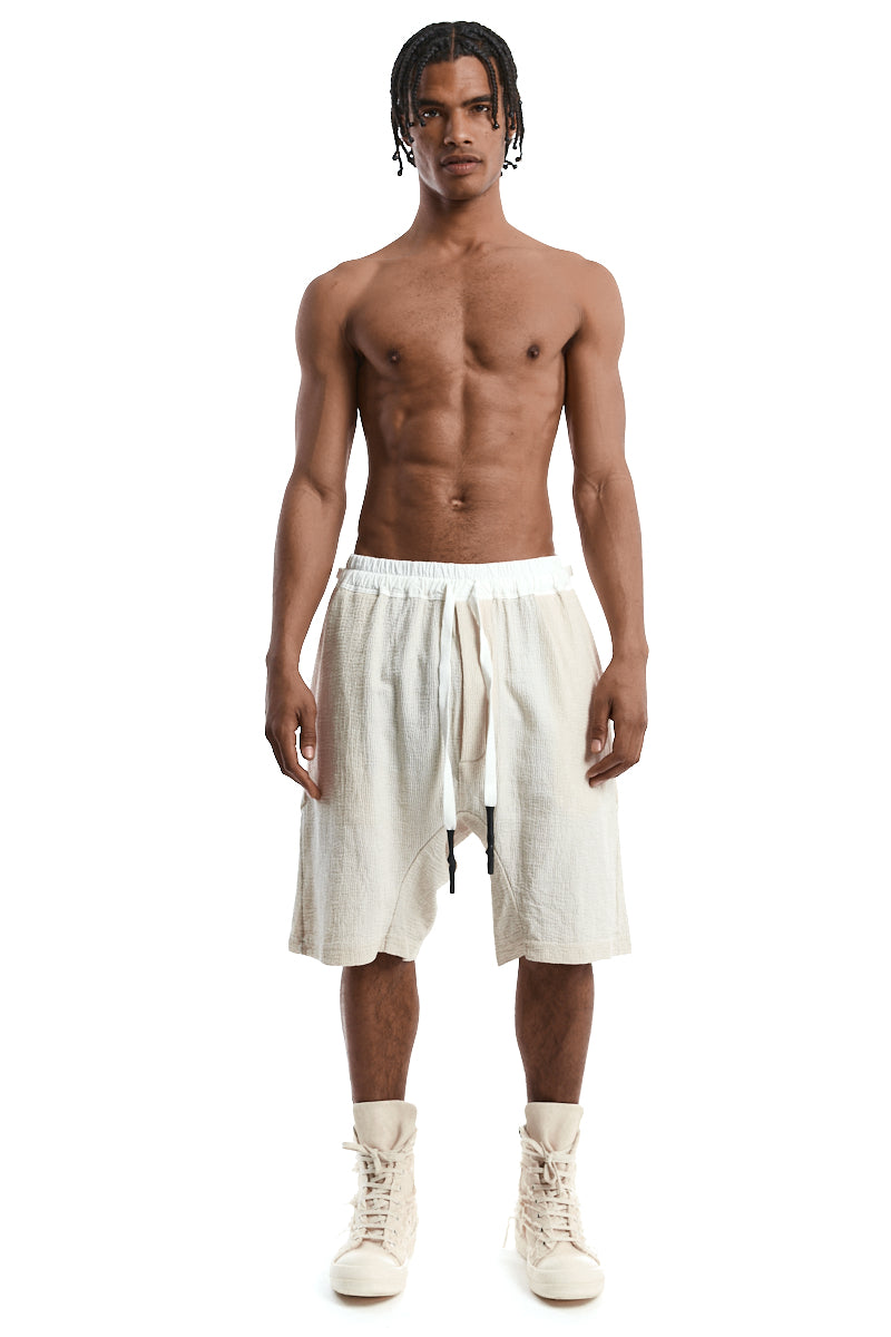 ECRU STRUCTURED COTTON LOW CROTCH SHORTS