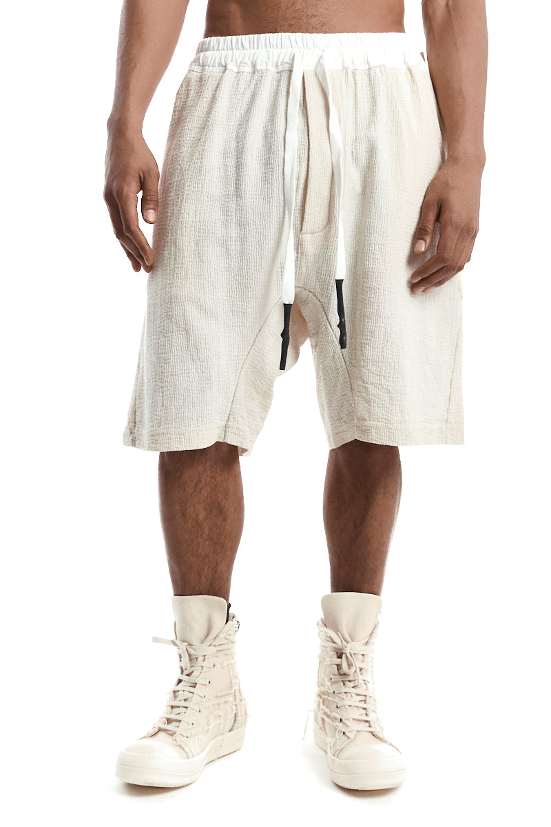 ECRU STRUCTURED COTTON LOW CROTCH SHORTS