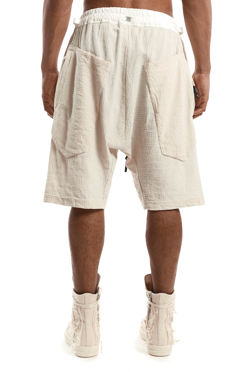 ECRU STRUCTURED COTTON LOW CROTCH SHORTS