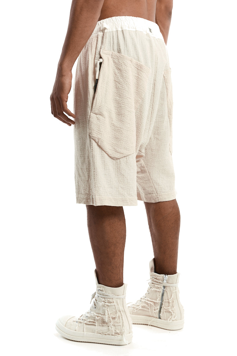 ECRU STRUCTURED COTTON LOW CROTCH SHORTS