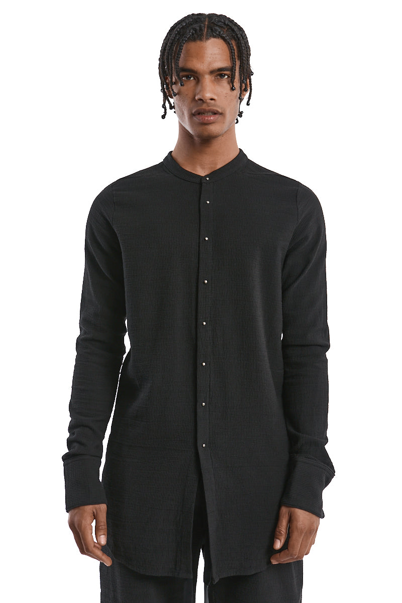 BLACK STRUCTURED COTTON SHIRT