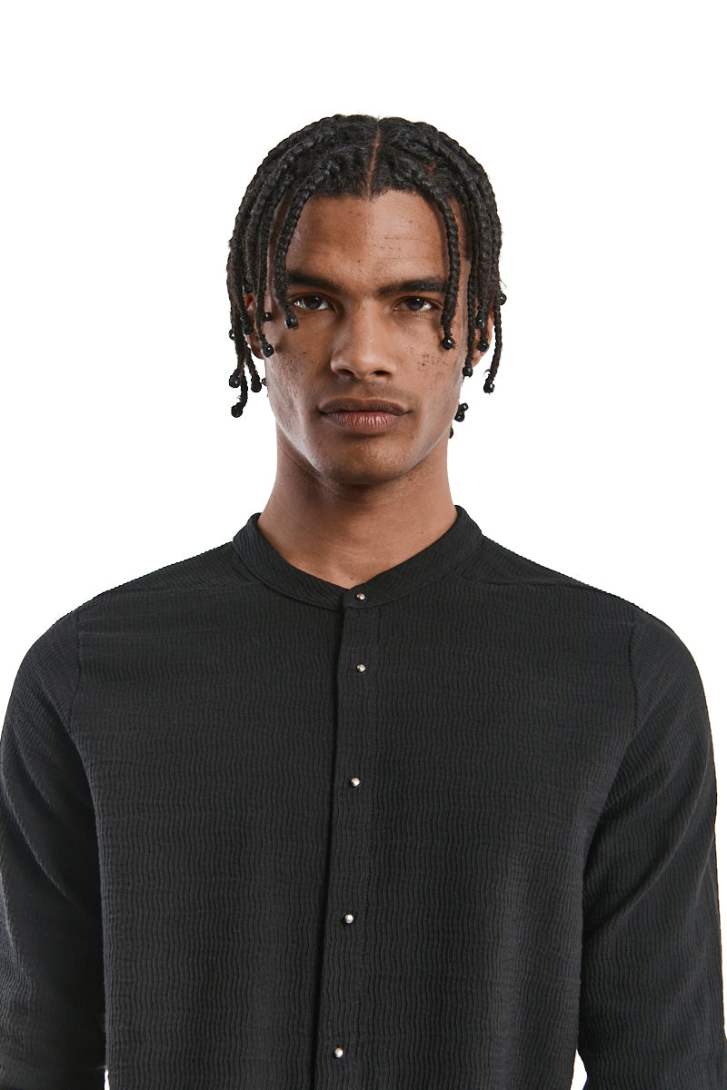 BLACK STRUCTURED COTTON SHIRT