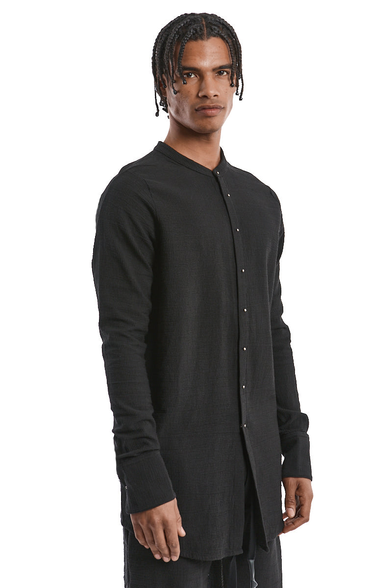 BLACK STRUCTURED COTTON SHIRT