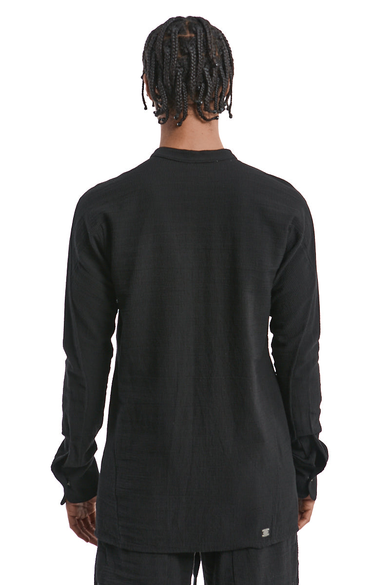 BLACK STRUCTURED COTTON SHIRT
