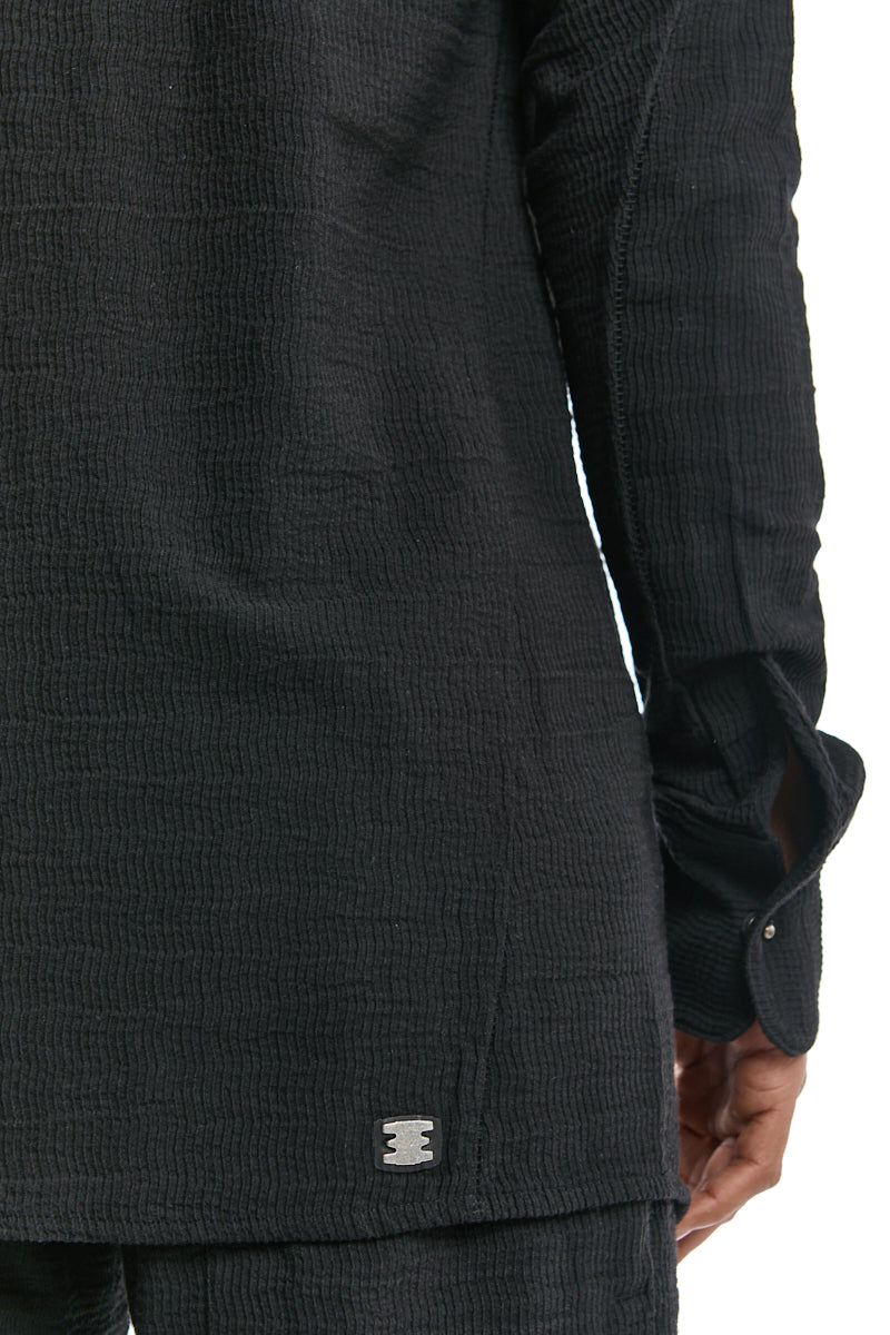 BLACK STRUCTURED COTTON SHIRT