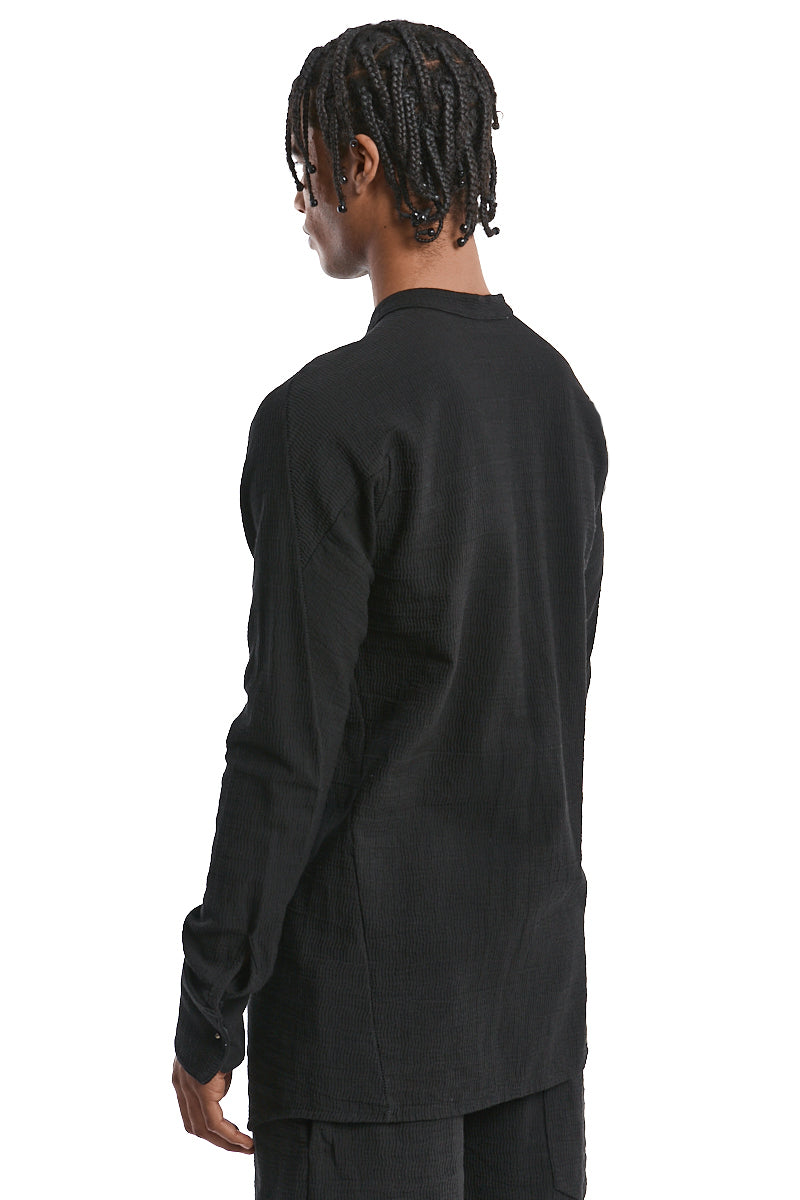 BLACK STRUCTURED COTTON SHIRT