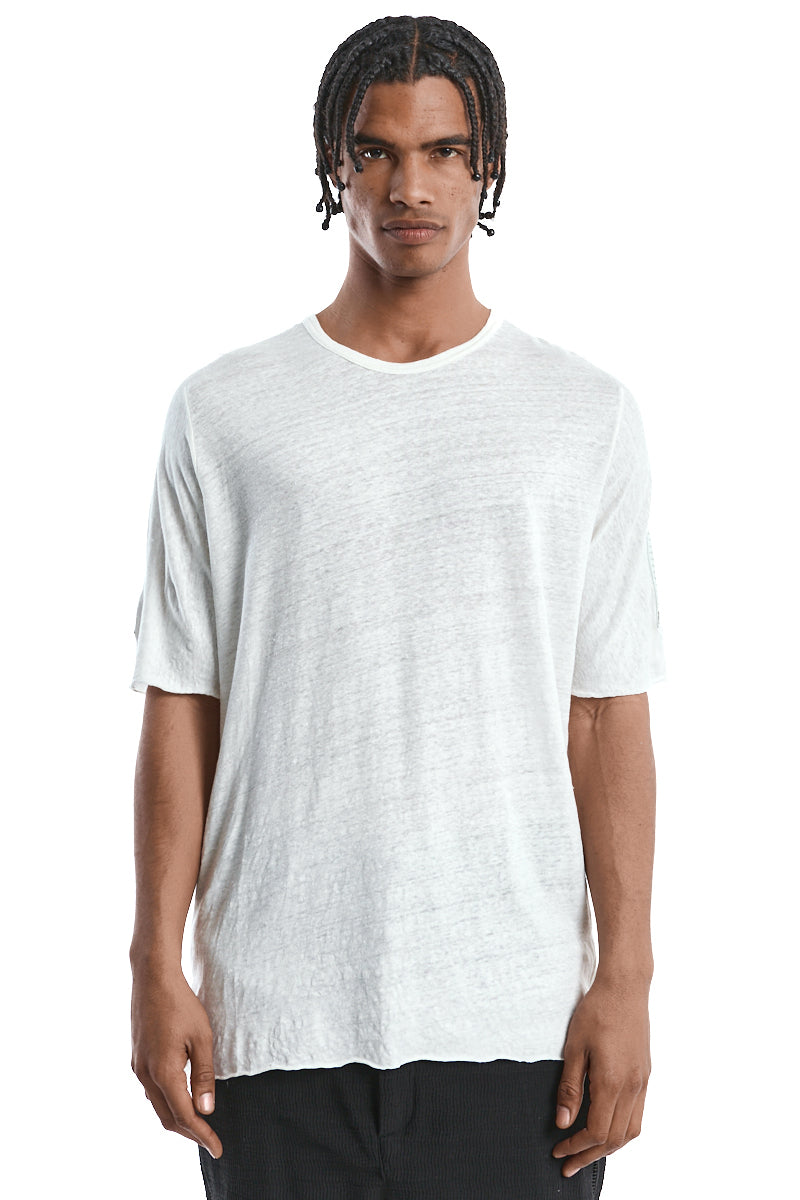 WHITE HORIZON LINEN TEE