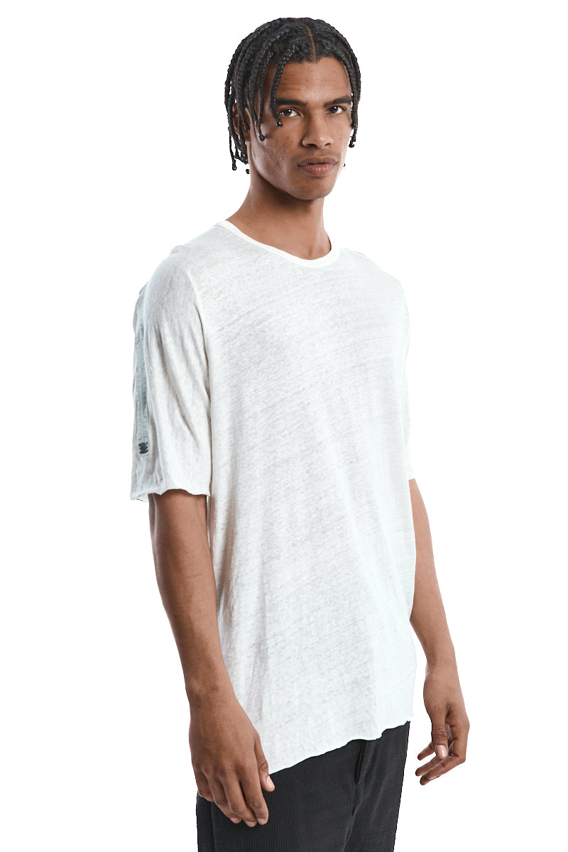 WHITE HORIZON LINEN TEE
