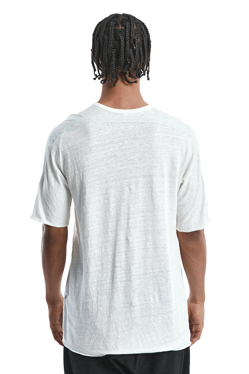 WHITE HORIZON LINEN TEE
