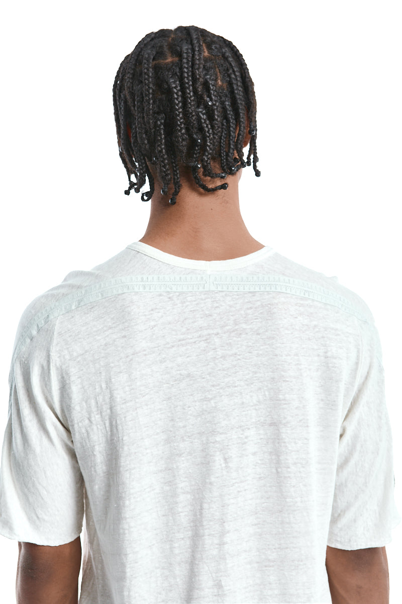 WHITE HORIZON LINEN TEE