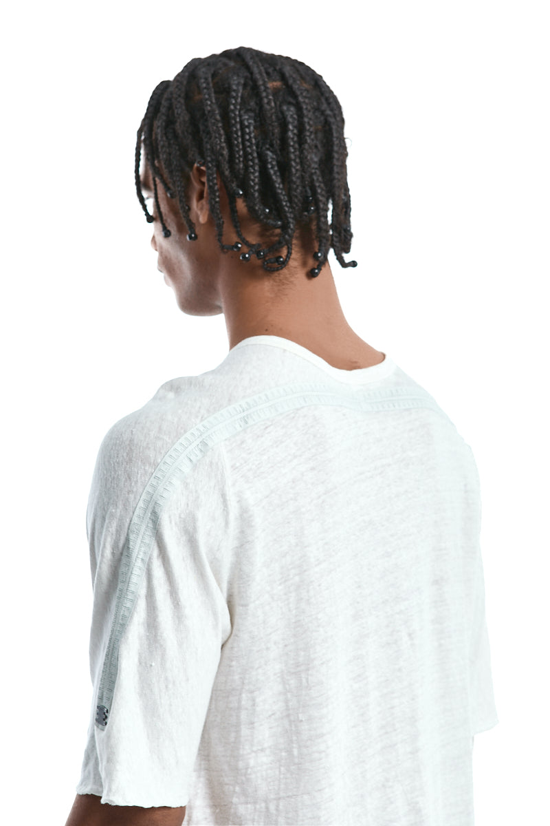 WHITE HORIZON LINEN TEE
