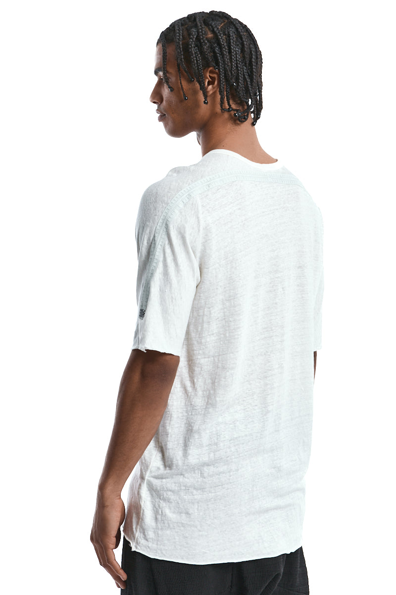 WHITE HORIZON LINEN TEE