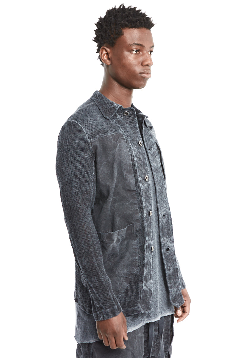 PETROL KNITTED LINEN WORKER JACKET