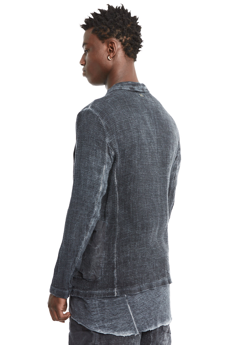 PETROL KNITTED LINEN WORKER JACKET