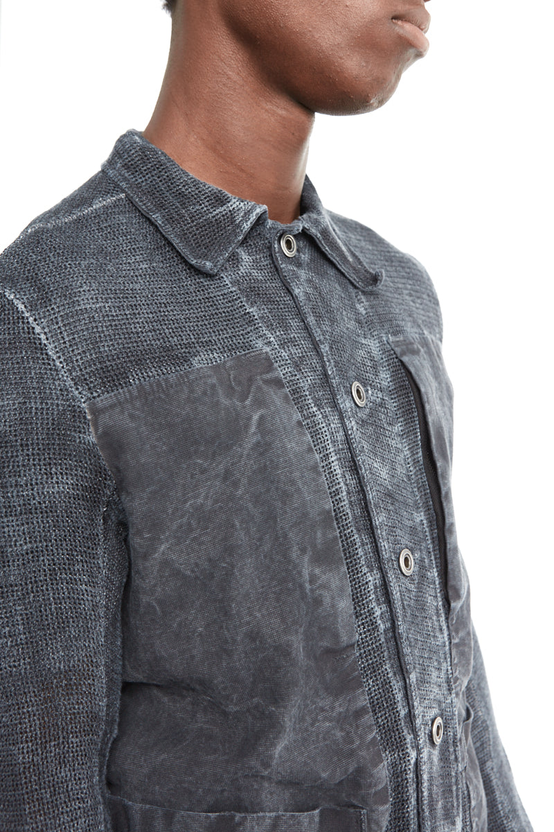 PETROL KNITTED LINEN WORKER JACKET