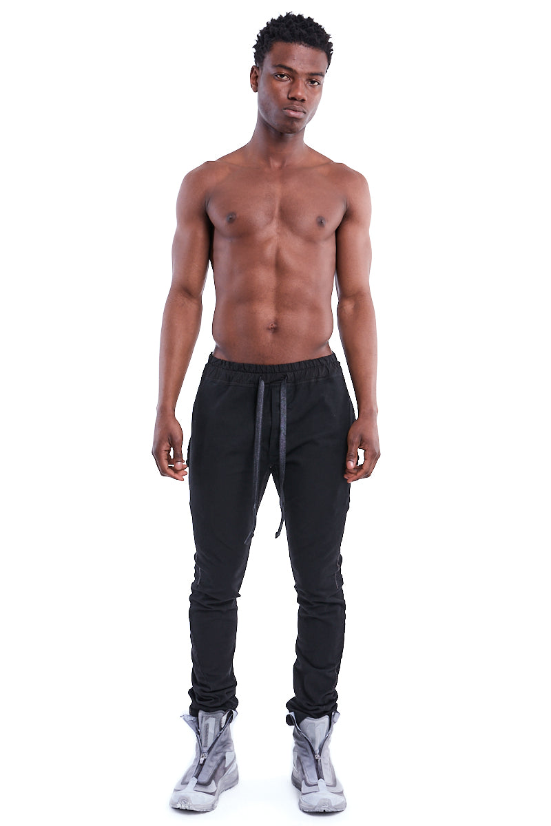 BLACK 6 POCKETS STRETCH SERGE PANTS