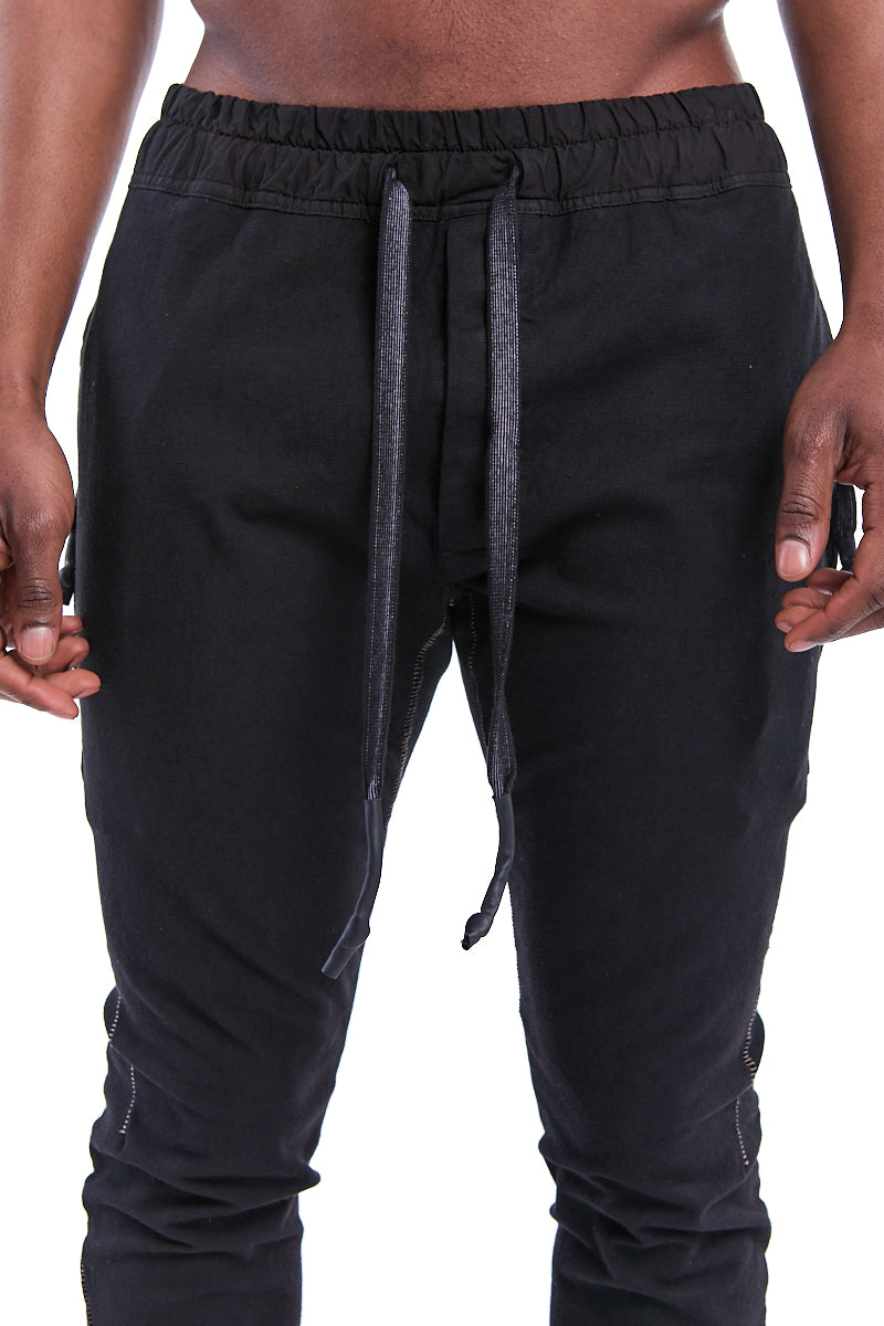 BLACK 6 POCKETS STRETCH SERGE PANTS