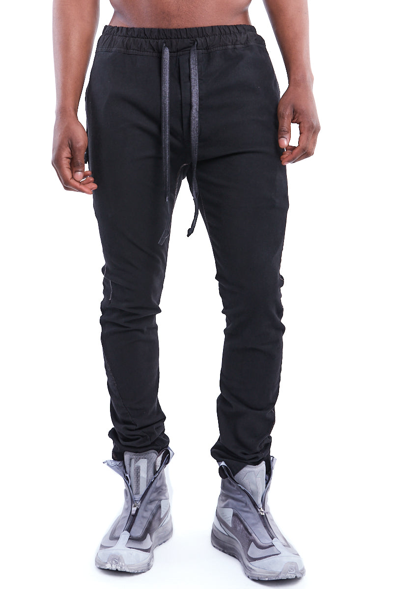 BLACK 6 POCKETS STRETCH SERGE PANTS