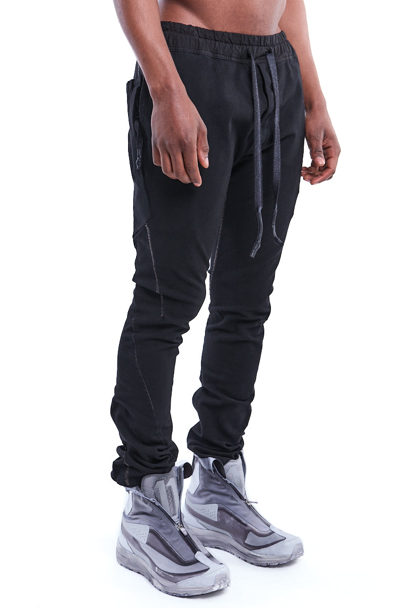 BLACK 6 POCKETS STRETCH SERGE PANTS