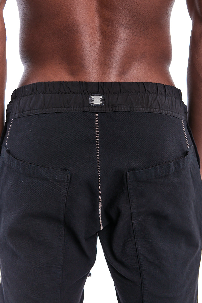 BLACK 6 POCKETS STRETCH SERGE PANTS