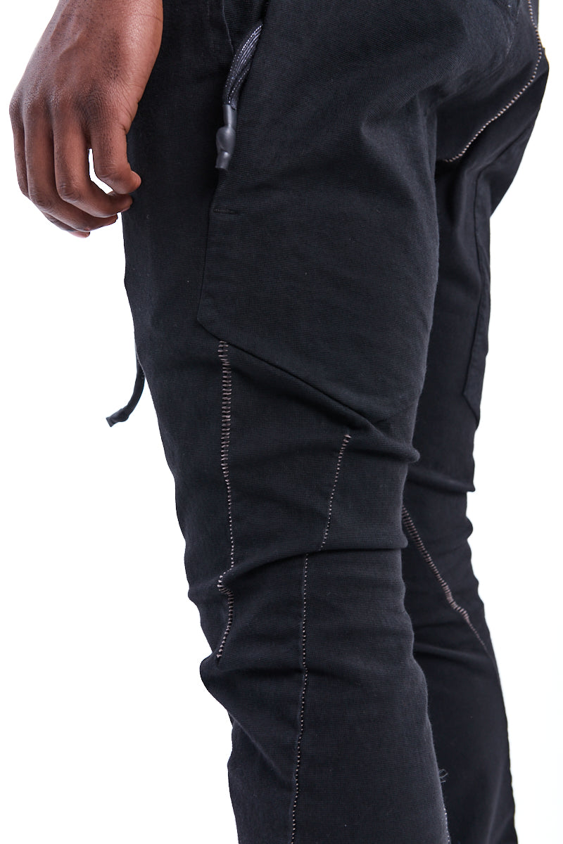 BLACK 6 POCKETS STRETCH SERGE PANTS
