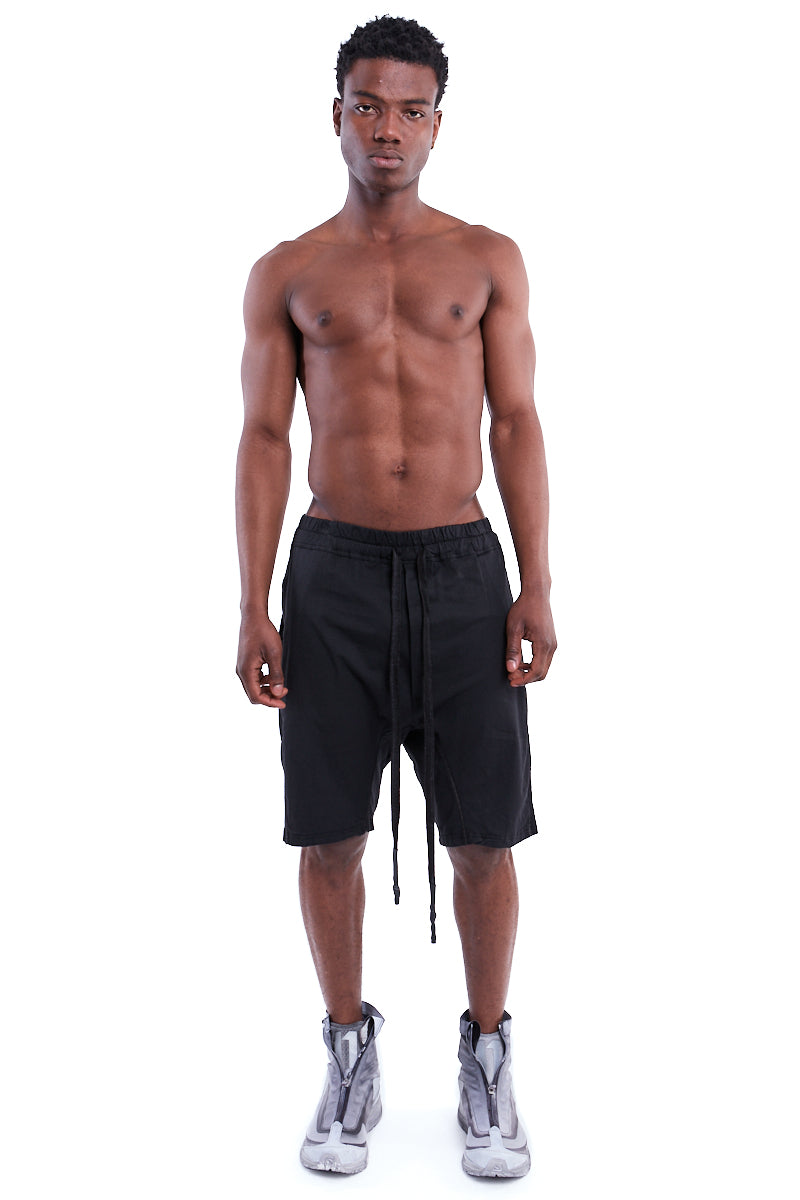 BLACK STRETCH COTTON SHORTS