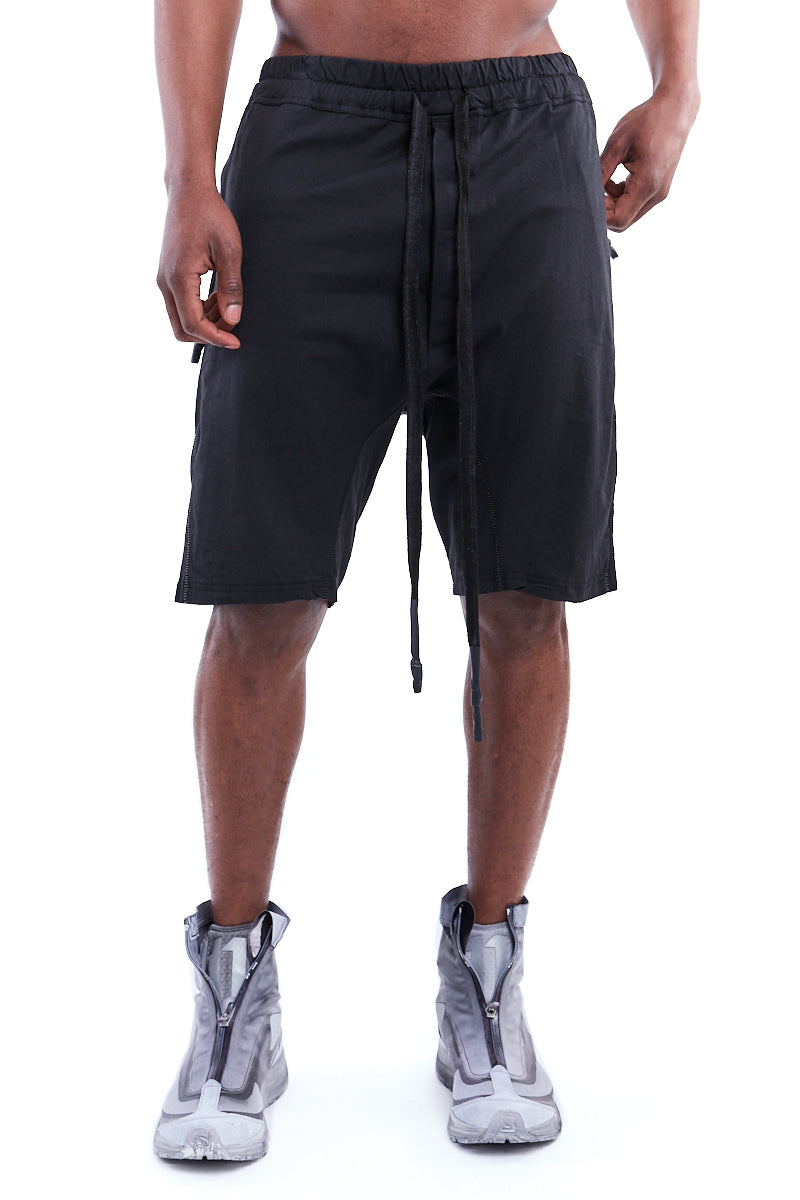 BLACK STRETCH COTTON SHORTS