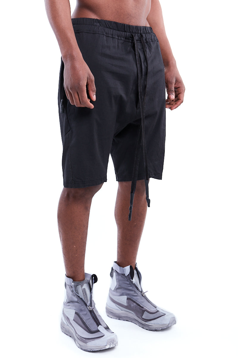 BLACK STRETCH COTTON SHORTS