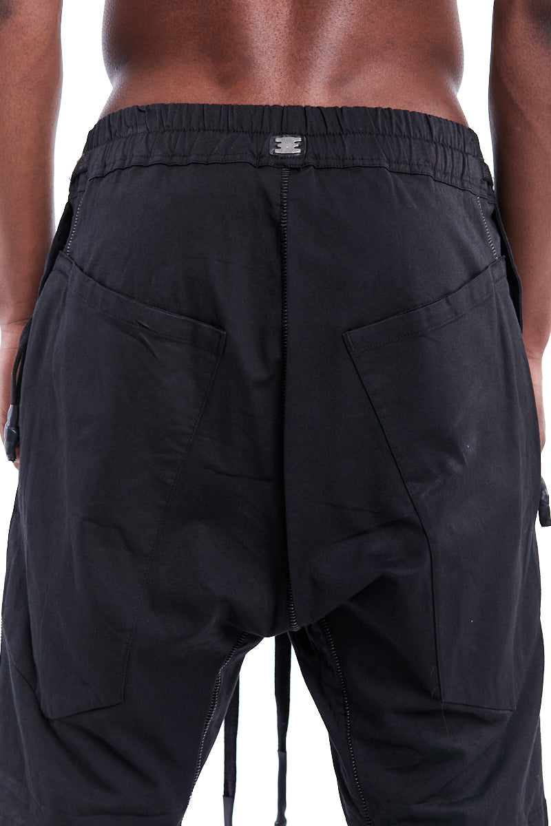 BLACK STRETCH COTTON SHORTS