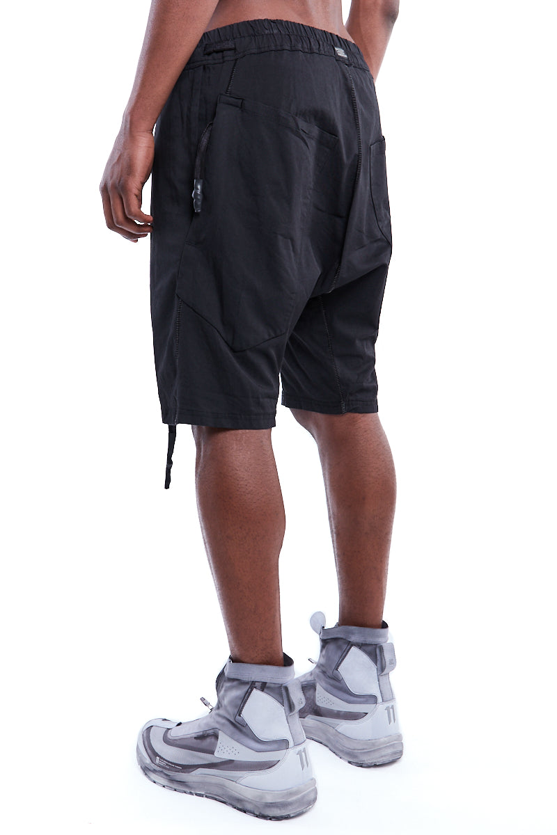 BLACK STRETCH COTTON SHORTS