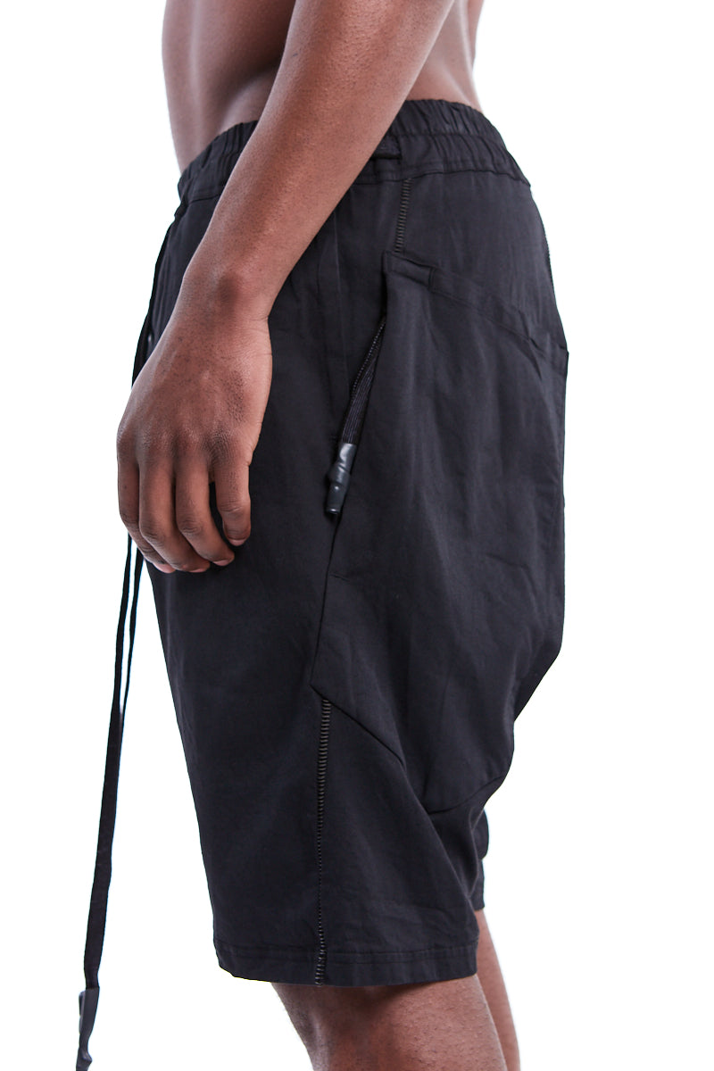 BLACK STRETCH COTTON SHORTS