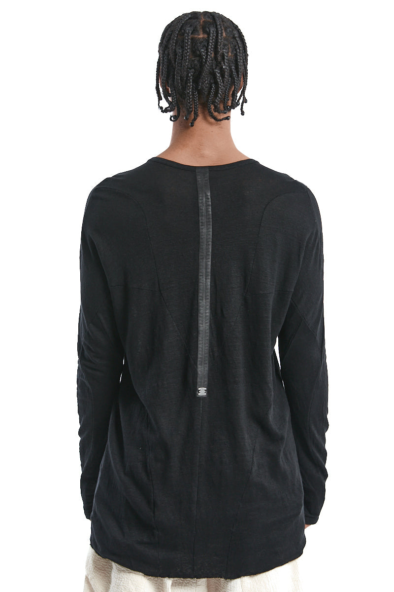BLACK LINEN ANATOMICAL MUSCLE TOP