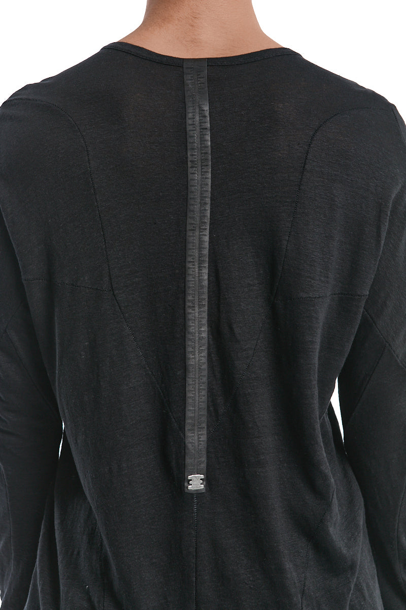 BLACK LINEN ANATOMICAL MUSCLE TOP