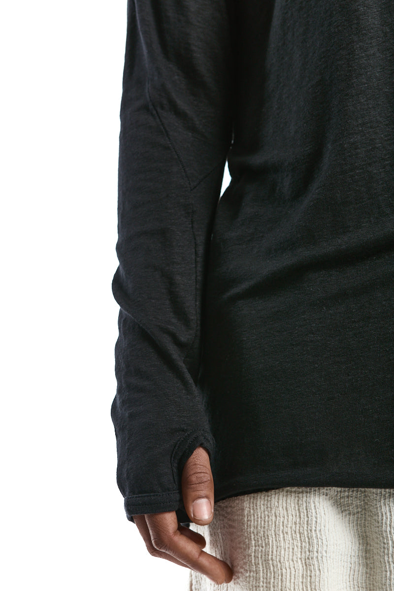 BLACK LINEN ANATOMICAL MUSCLE TOP