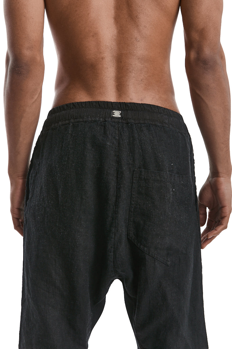BLACK LINEN SHORT