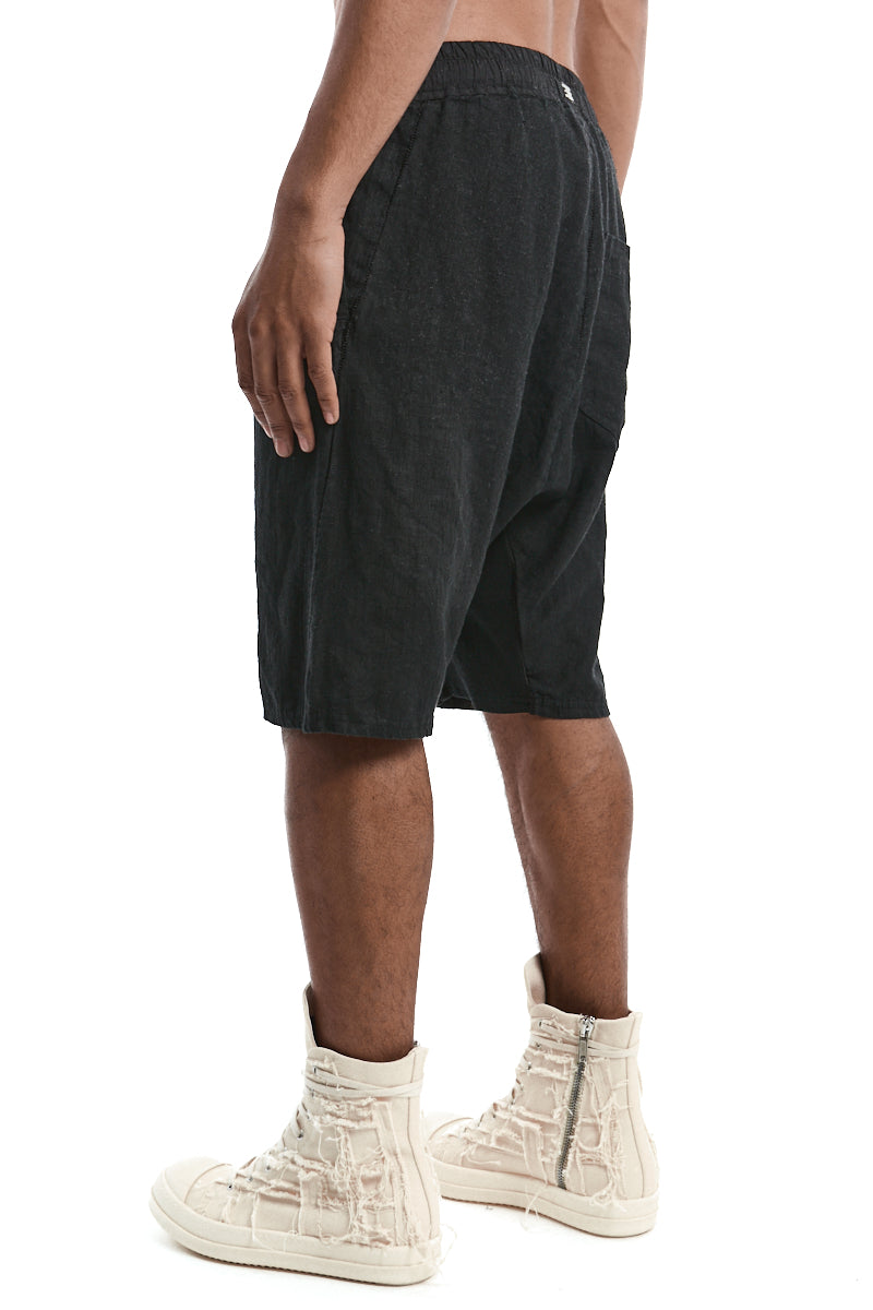 BLACK LINEN SHORT